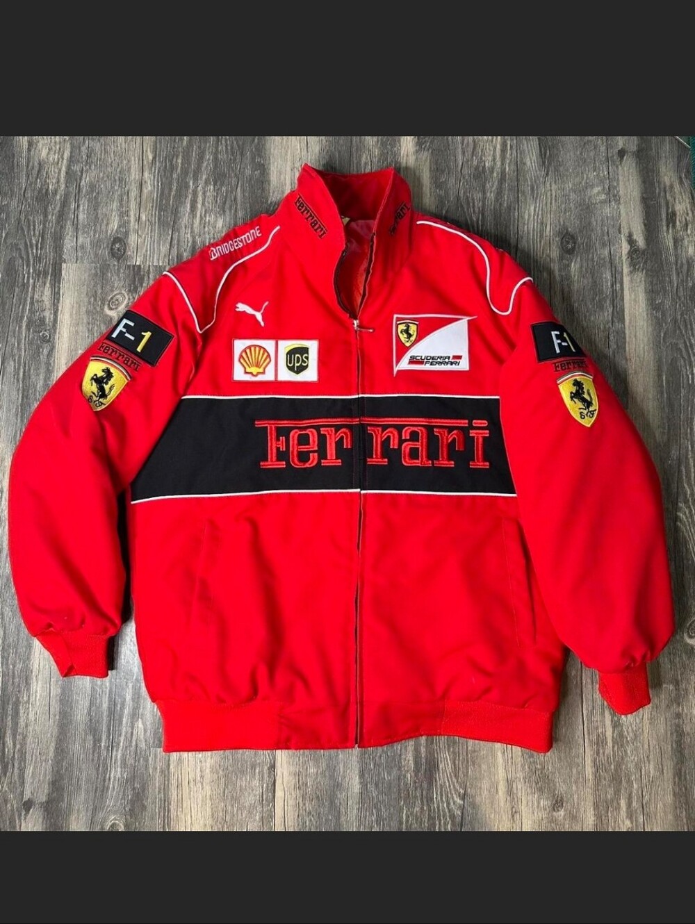 Unisex Vintage Ferrari F1 Racing Embroidered Logos Jacket